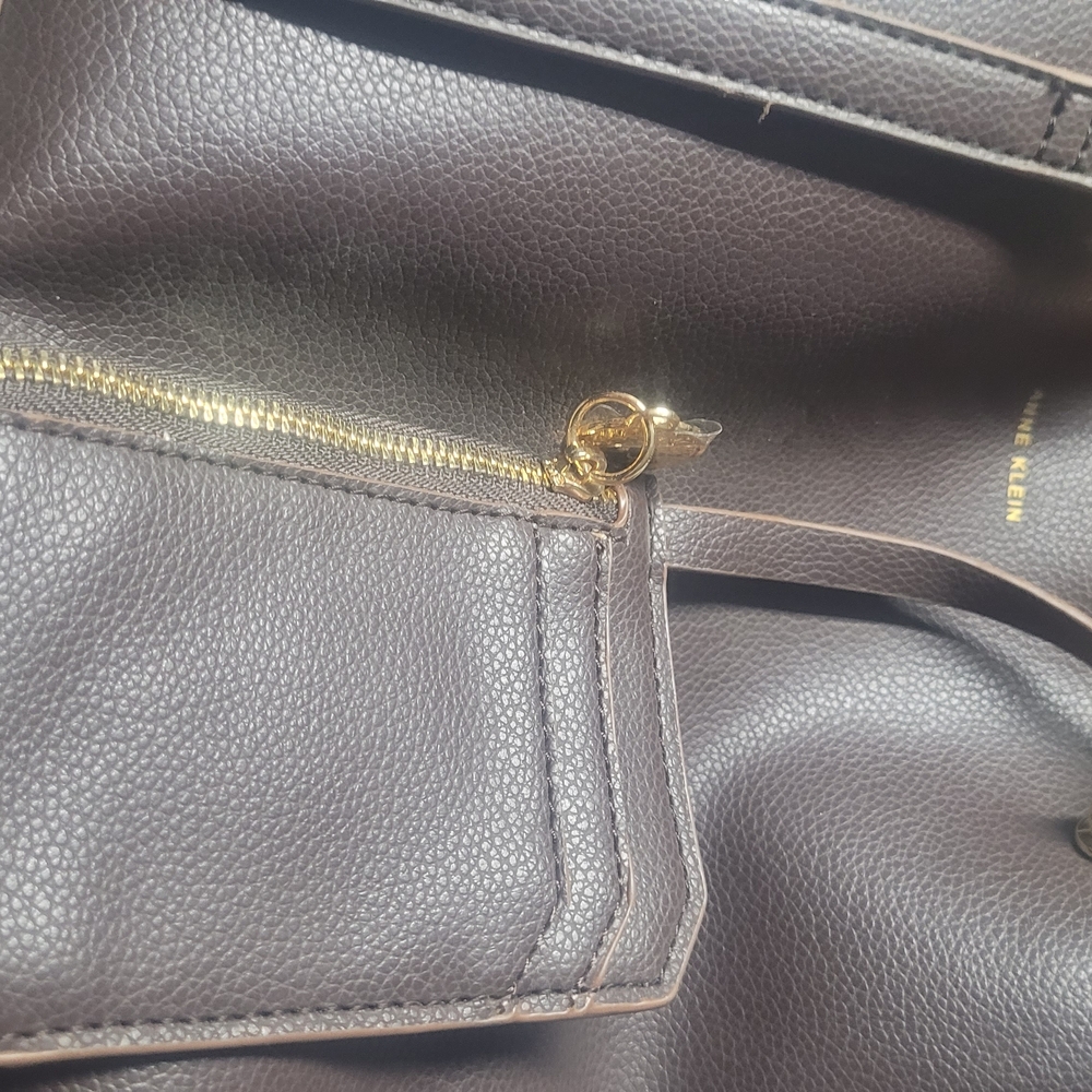 Anne Klein Dark Brown Backpack with Gold Accents